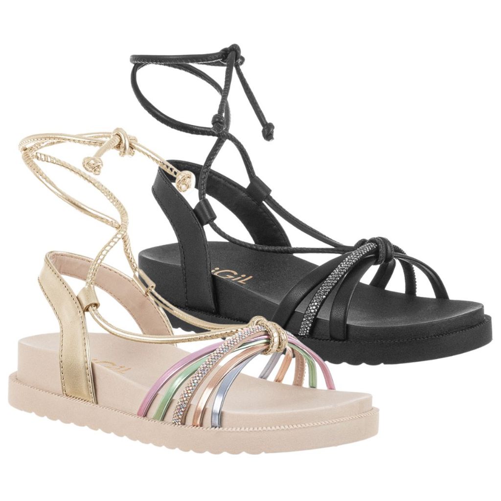 Kit 2 Pares Sandália Feminina Infantil Flatform Birken Strass Brilho Colorido Amarração Confortável Moda em Oferta na Shopee