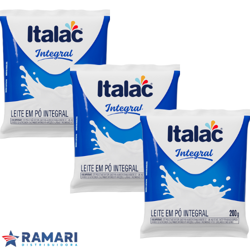 Leite em Pó Integral Italac 200g - KIT C/3