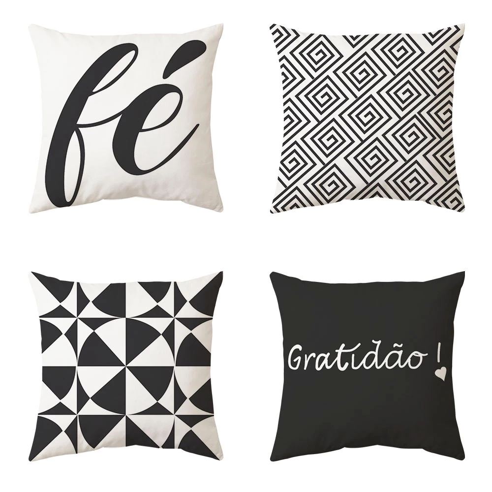 Kit Com 04 Capas De Almofadas Decorativas 45x45 Em Oxford