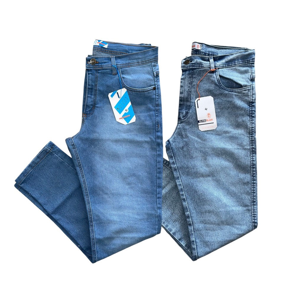 Kit C/02 calças masculina em jeans lycra calças lisa sem rasgos a pronta entrega