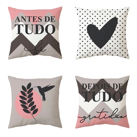 Kit Com 04 Capas De Almofadas Decorativas 45x45 Em Oxford