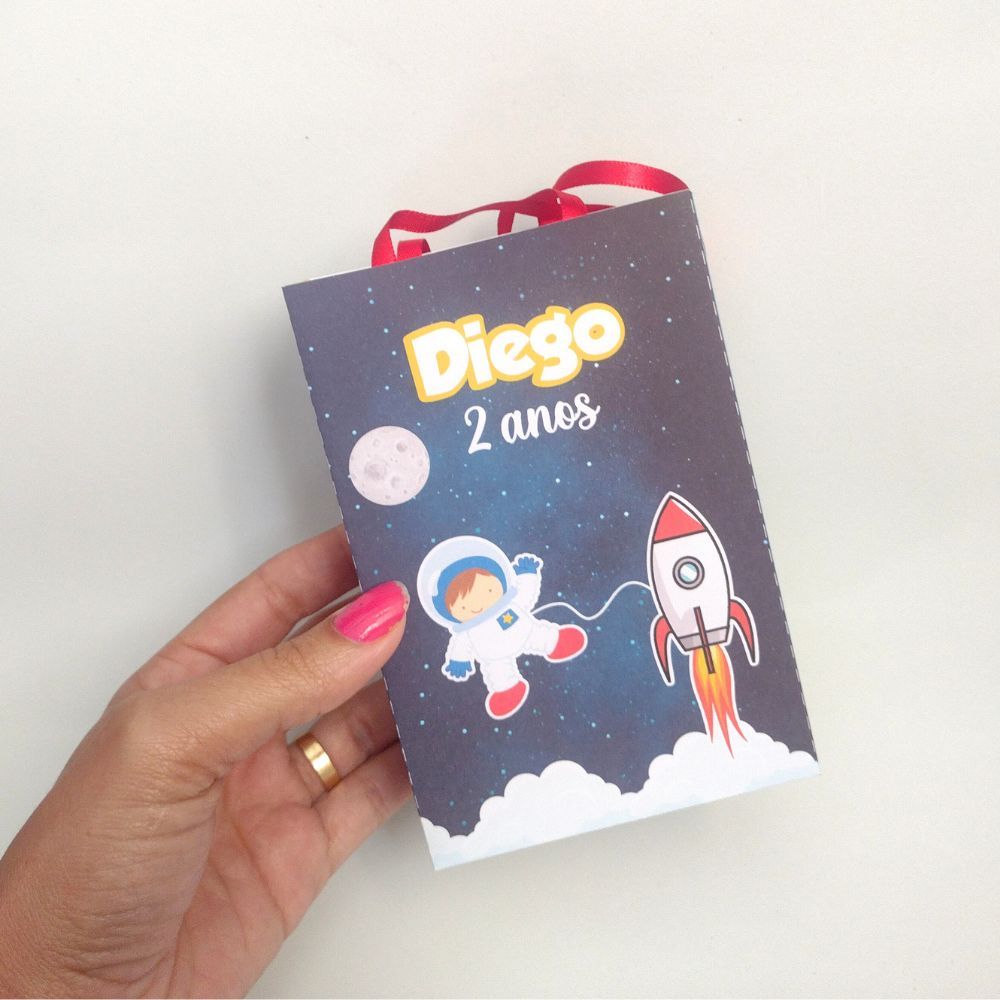 Sacolinha Personalizada Astronauta para lembrancinha / Tamanho P /  Lembrancinha Personalizada / Aniversário Infantil