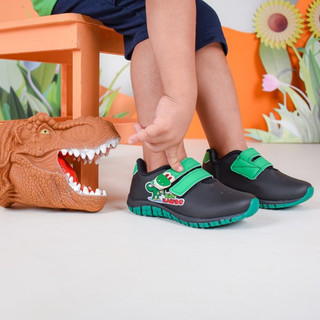 Tênis Infantil Menino Calce Fácil Preto Kidy Com Brinquedo Fantoche Dinossauro em Oferta na Shopee