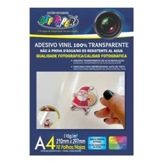 Vinil Adesivo A4 Transparente 110g C/10 Folhas - Off Peper em Oferta na Shopee