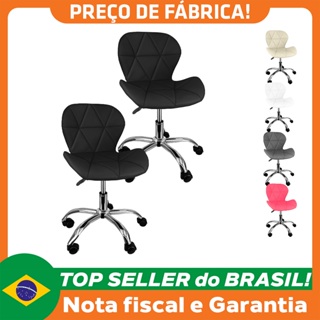 Kit 2 Cadeiras Slim Office Estofada Base Giratória Cromada em Oferta na Shopee