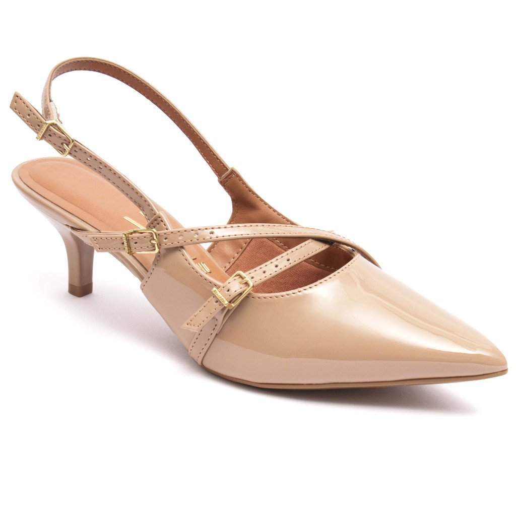 Scarpin Vizzano Slingback Feminino Salto Baixo Fivelas Bege 1122.885 em Oferta na Shopee