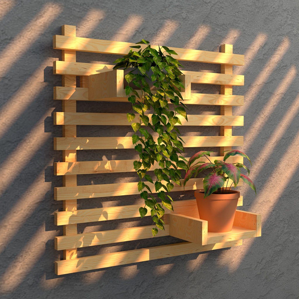 Jardim Vertical Painel Madeira Floreira Horta Treliça