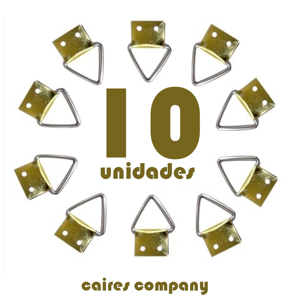 kit 10 pendurador triangulo dourado parede ganchinho para quadro
