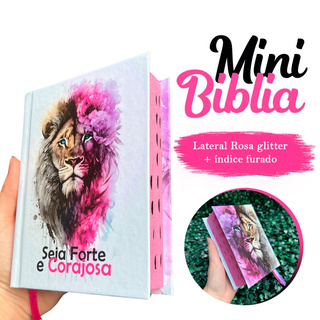 MINI Bíblia Evangélica para crianças com índice Letra Pequena ARC Leão Seja Forte e Corajosa Jovem em Oferta na Shopee