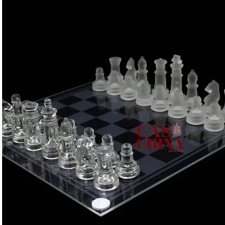 Jogo De Xadrez Com Tabuleiro E Peças De Vidro 20x20cm