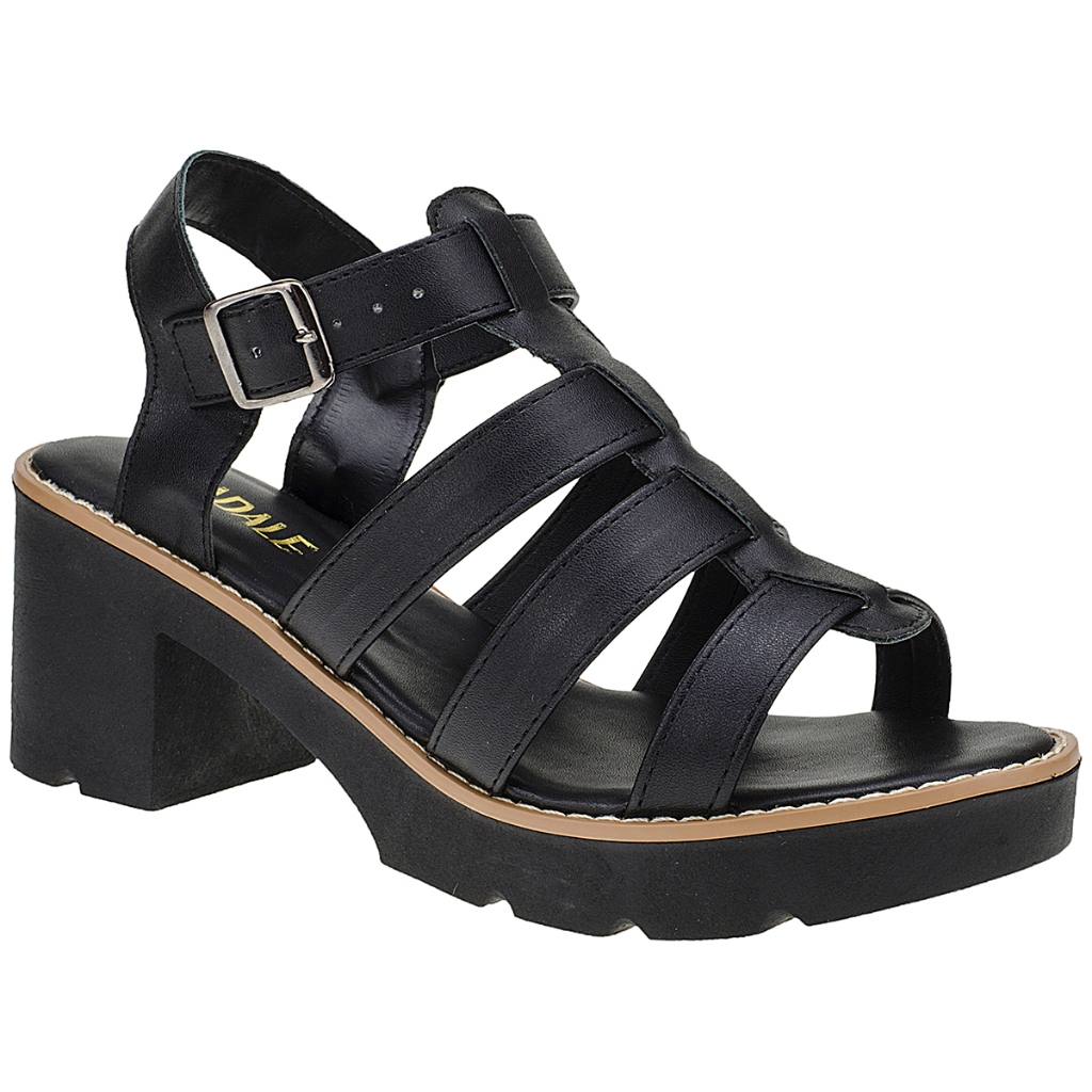 Sandália Feminina Luranto Salto Grosso Plataforma Moda Lançamento Confortável