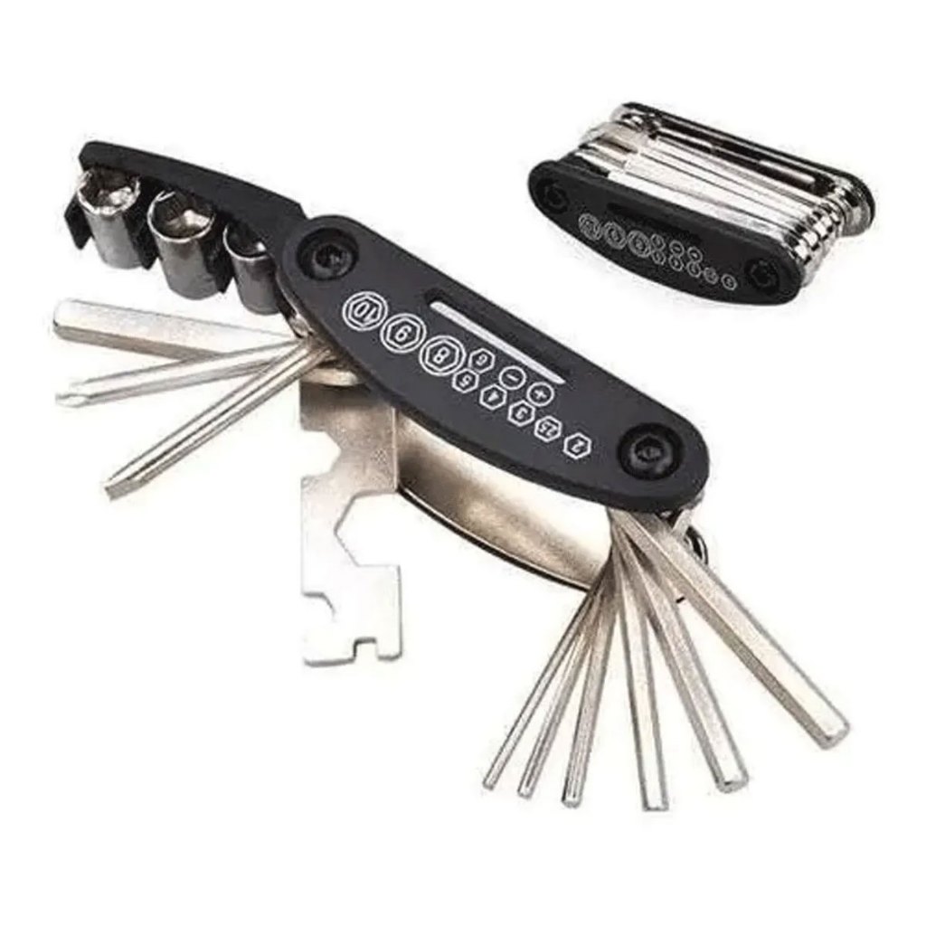 Kit De Ferramentas Chaves Remendo Espátula Reparo Manutenção + Chave De Raio Aro Para Bicicleta Bike