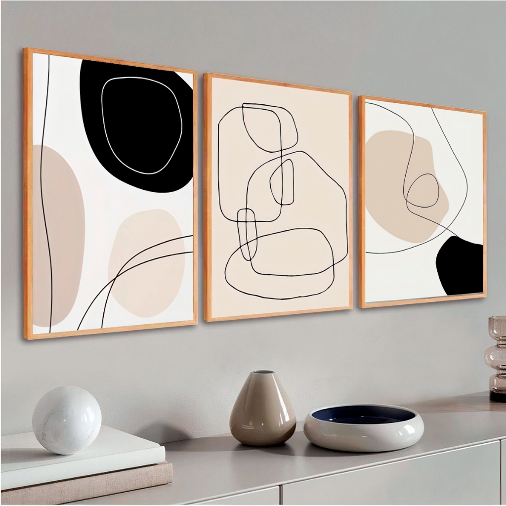 Kit 3 Quadros Modernos com Moldura 40X60 cm Para sala e Hall