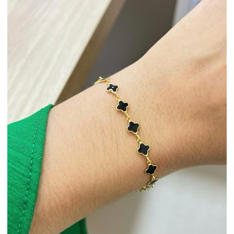 Pulseira Trevo Flor Virgínia Folheado Prata 925 Ouro 18k Feminino em Oferta na Shopee