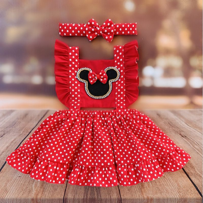 Vestido Minnie jardineira Minnie vermelha