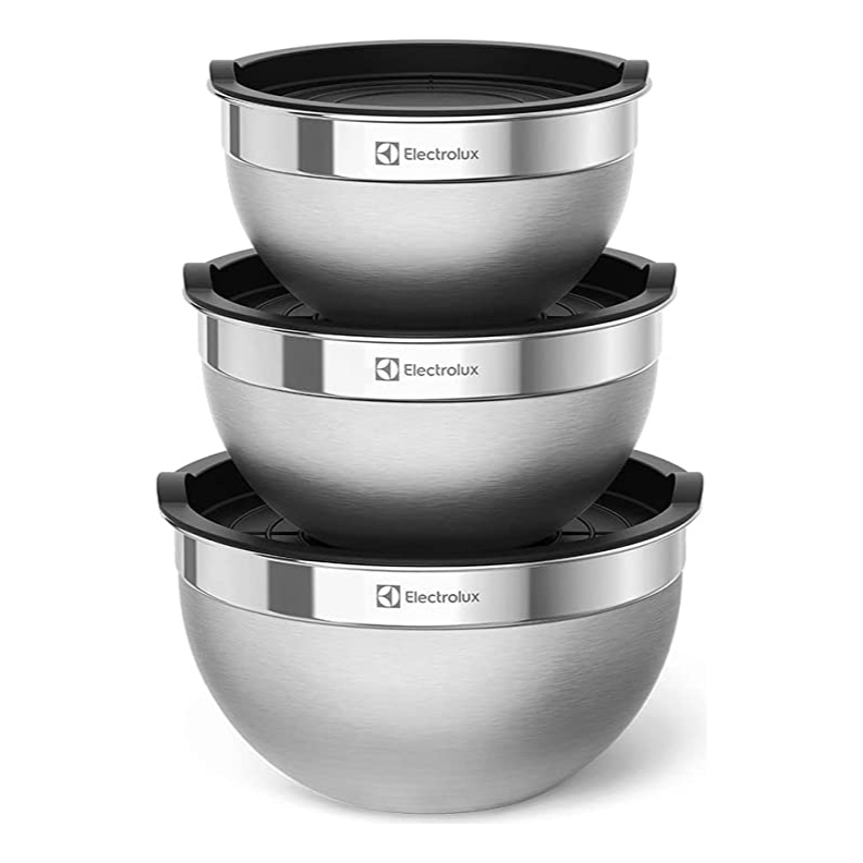 Conjunto de Bowls Tigelas de Inox Electrolux com Tampa Plástica