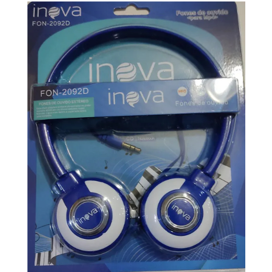 Fone De Ouvido Com Fio - Inova FON-2061D - Com Microfone funciona 100% bom e barato (azul)