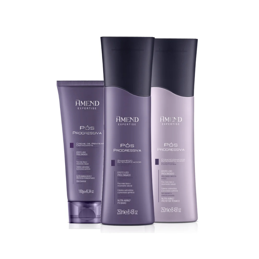 Amend Kit Pós Progressiva Shampoo e Condicionador 250ml + Creme de Petear 180g