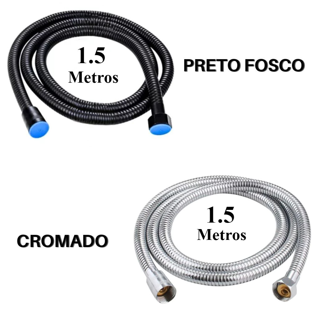 Engate Mangueira Flexível De Inox Cromado Ou Preto Fosco Para Ducha Higiênica Chuveiro 1/2 Polegada em Oferta na Shopee