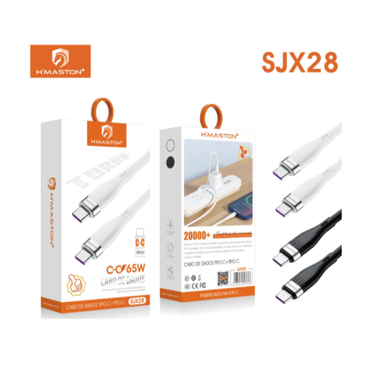 Cabo De Dados Turbo 65W Tipo C Para Tipo C Carregamento Ultra Rapida Hmaston Original SJX-28