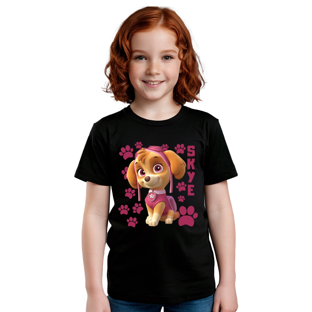 Camiseta Camisa Blusa Infantil Juvenil Para Menino Menina Unissex 100% Algodão Personagem SKYE Patrulha Canina