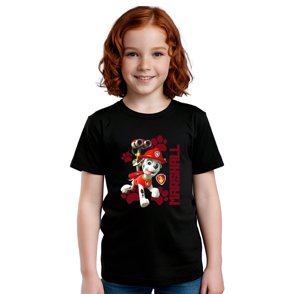 Camiseta Camisa Blusa Infantil Juvenil Para Menino Menina Unissex 100% Algodão Personagem MARSHAL Patrulha Canina