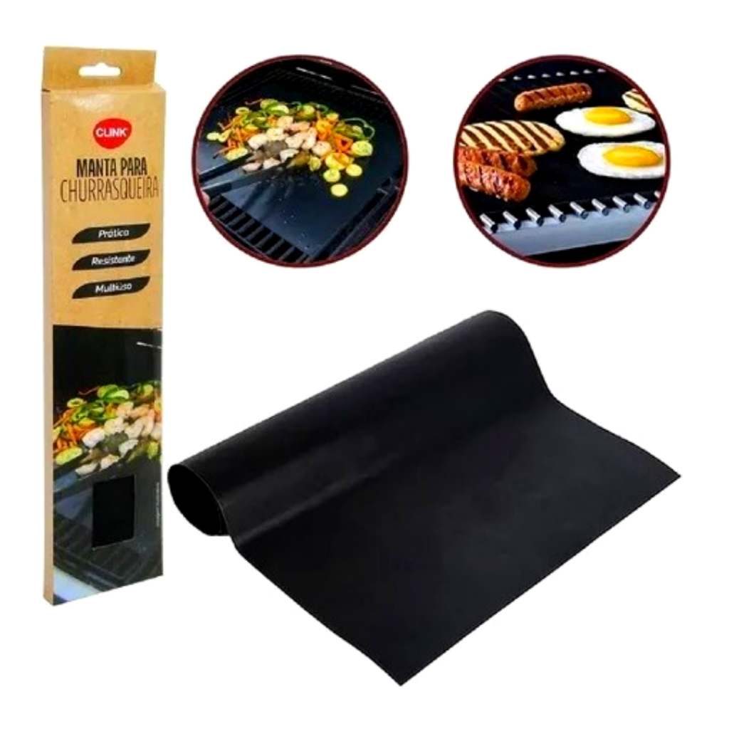 Manta Grill Para Churrasqueira Teflon Bbq Premium 40x33cm Não Gruda Nada Facil Limpeza Airfryer PROMOÇÃO