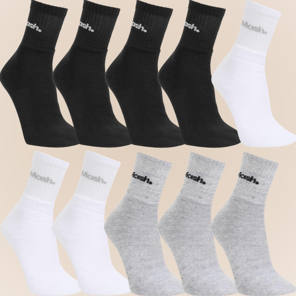 Kit Com 10 Pares De Meias Mash Casuais e Esportivas Em Algodão Cano Médio e Com Calcanhar Verdadeiro - Men Clothes