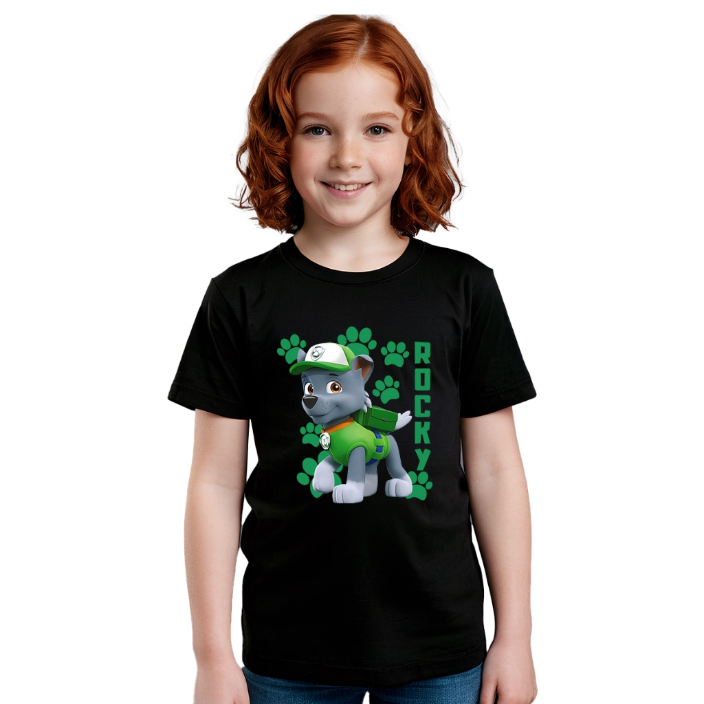 Camisa Camiseta de Algodão Infantil Juvenil Para Menino Menina Unissex Personagem ROCKY Patrulha Canina