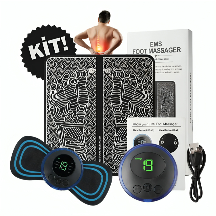 Kit Tapete E Mini Massageador Elétrico Dor Pés E Musculares Massageador Elétrico