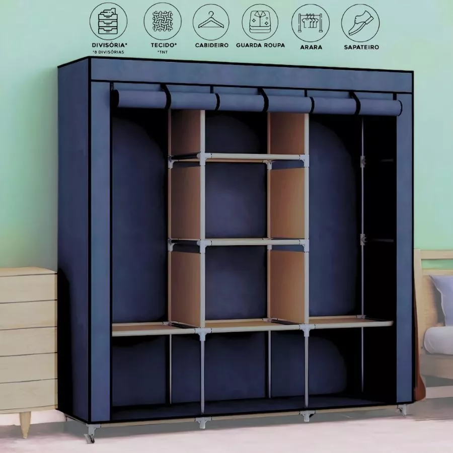 Guarda Roupa Portátil Desmontável Organizador Prático Solteiro e Casal — imagem 1