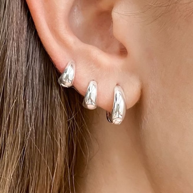 Trio Brinco de Argola Click Lisa Ouro 18K a prata 925 Antialérgico com KIT 3 pares branco em Oferta na Shopee