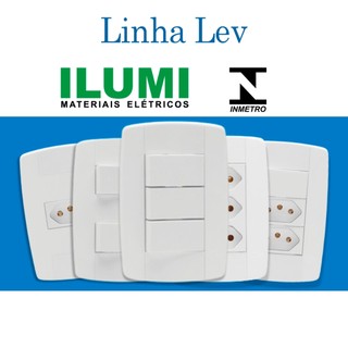 Tomada e interruptor Ilumi linha LEV 4x2 10A 20A 250V