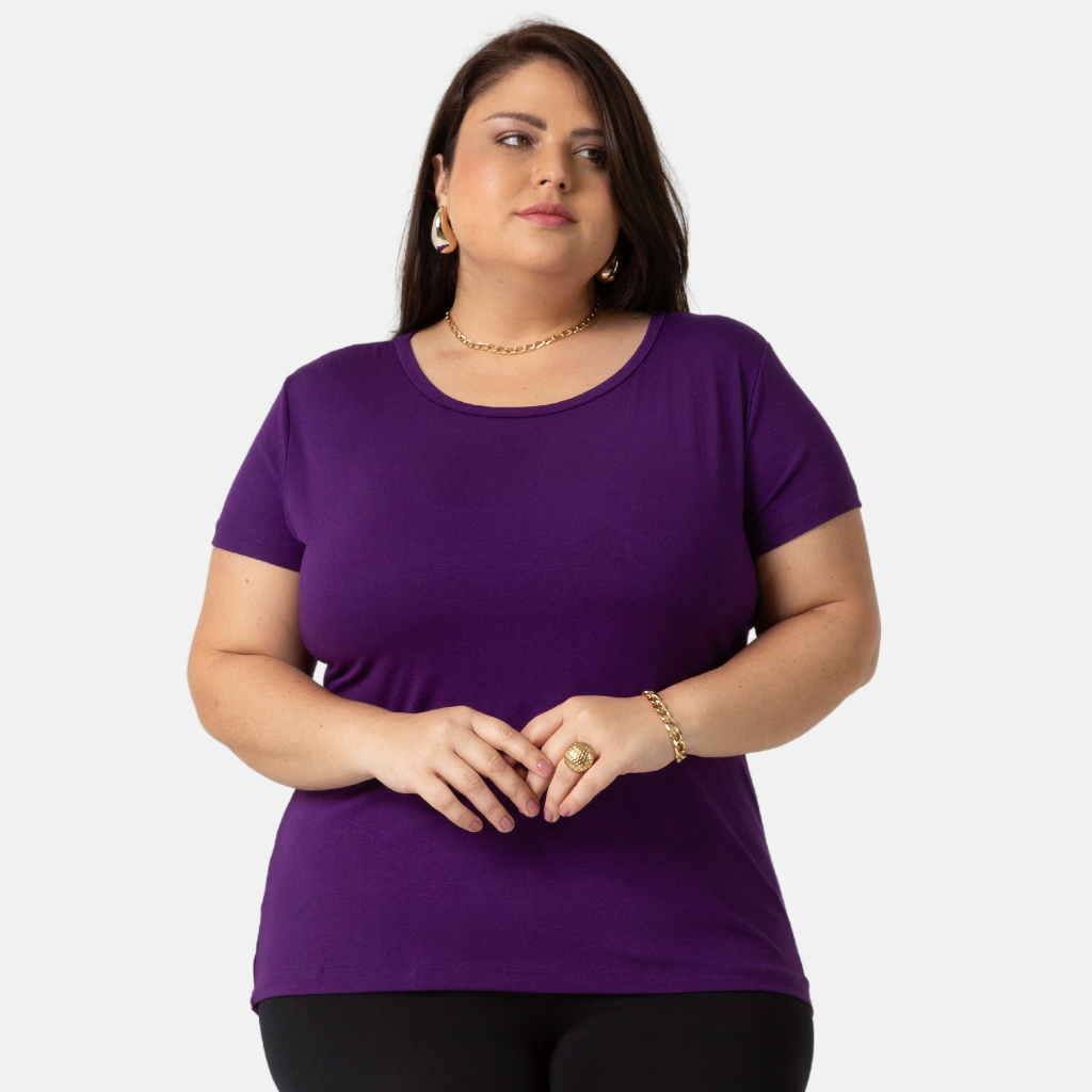 Blusinha Plus Size Feminina Mullet Várias Cores Ao G4 Alongada 1126-C6