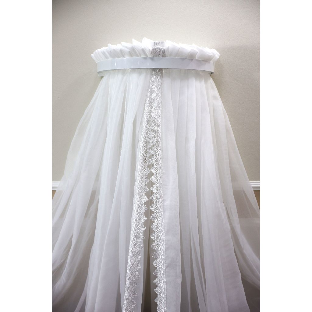Dossel Com Mosquiteiro Para Berço Voil Branco Liso Bebê