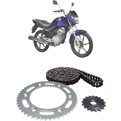 KIT RELACAO corrente coroa e pinhao TITAN 150 04/10 FAN 150 KCJ001