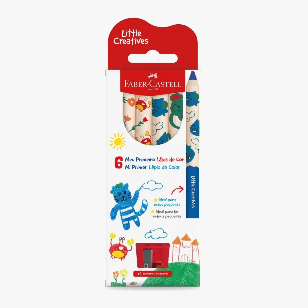 Meu Primeiro Lápis de Cor Little Creatives C/6 Cores + Apontador FABER CASTELL