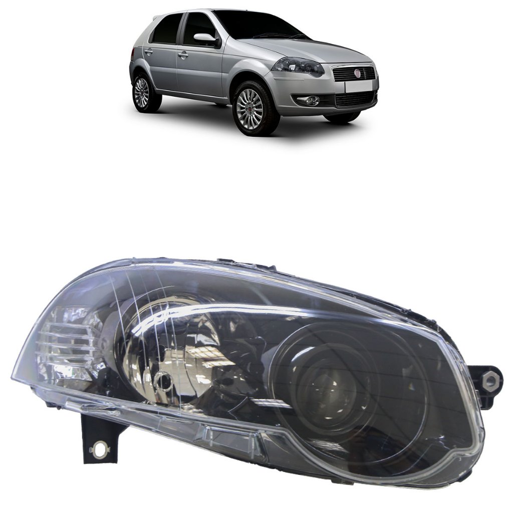 Farol Dianteiro Palio G4 2010 2011 Siena G4 2008 A 2012 Máscara Negra Foco Lente Lisa Acrilico