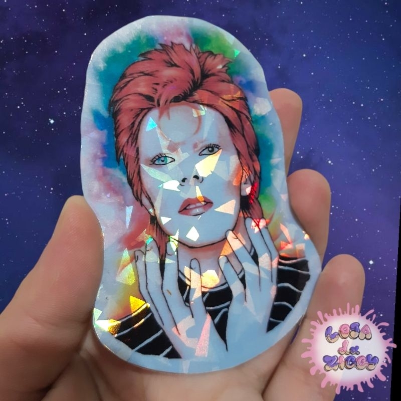 david bowie adesivo 10cm alladin sane stardust