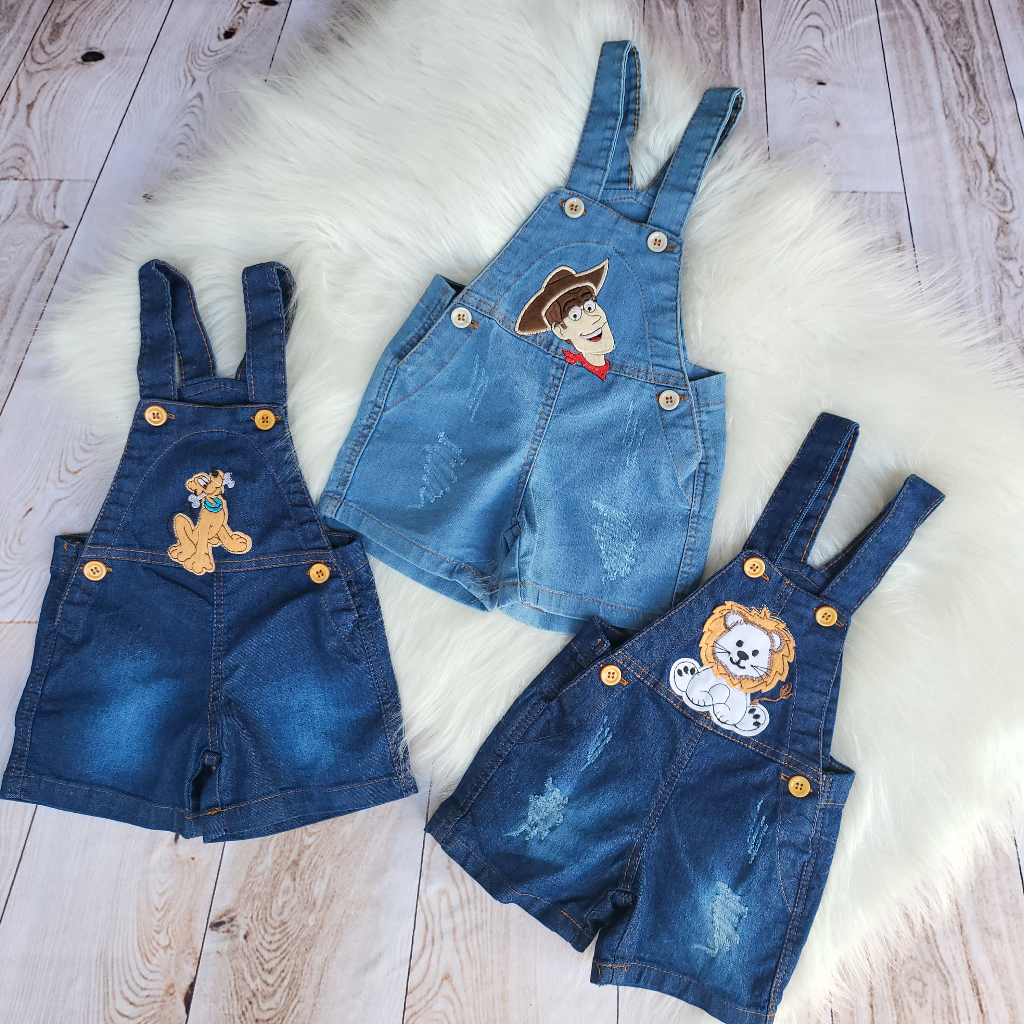Jardineira Jeans Infantil Macacão Menino