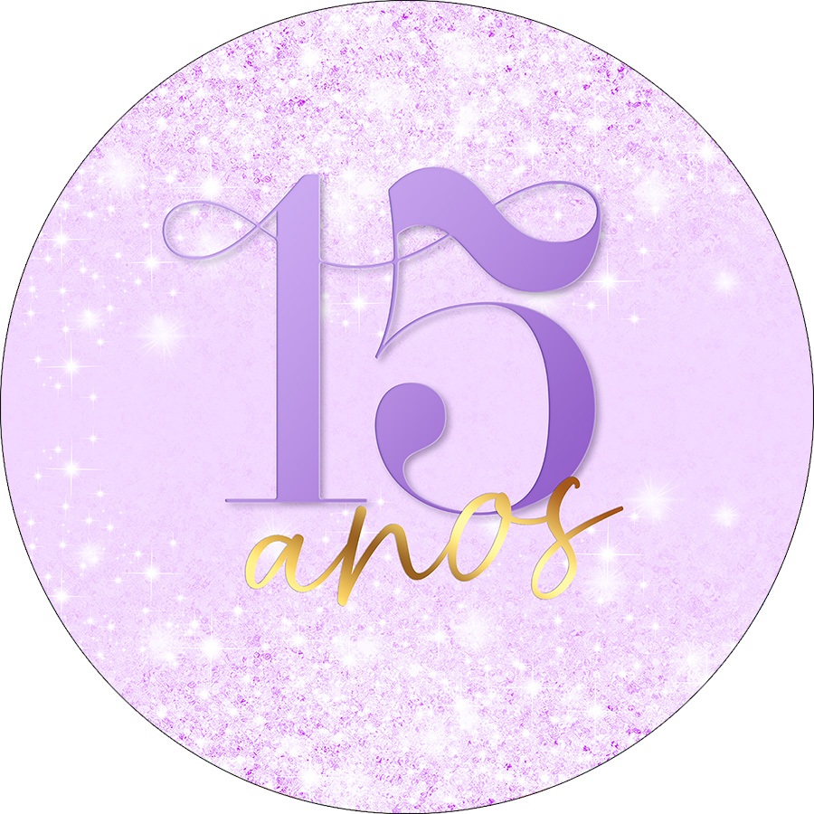 Painel De Festa Redondo Em Tecido - 15 Anos Efeito Glitter Lilás 313 em Oferta na Shopee