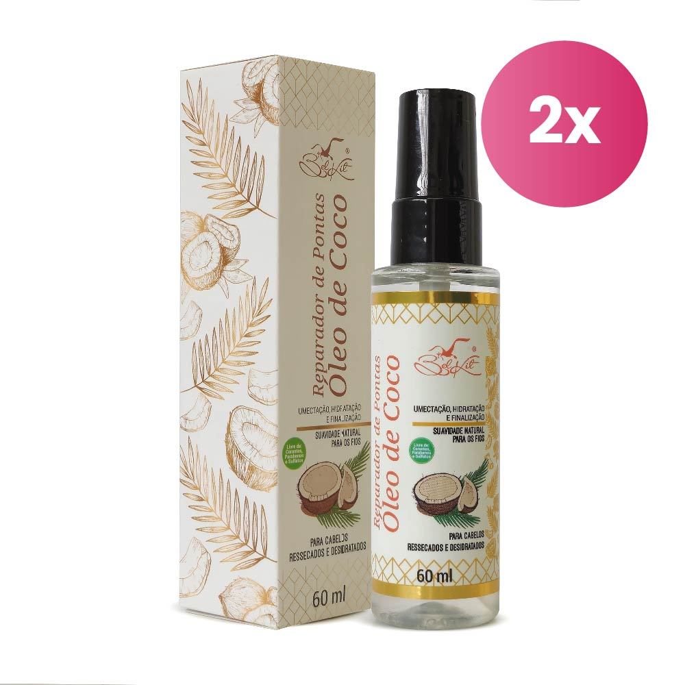 Kit 2 Reparador Capilar Óleo de Coco 60ml Belkit em Oferta na Shopee