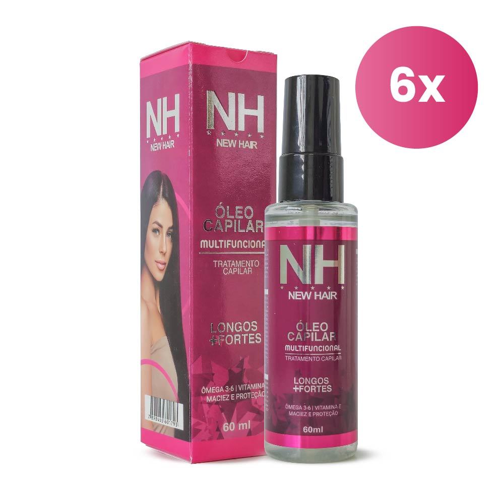 Kit  6 Óleo Multifuncional 60ml Tratamento Capilar Fios mais Longos e Fortes New Hair Belkit - Beauty
