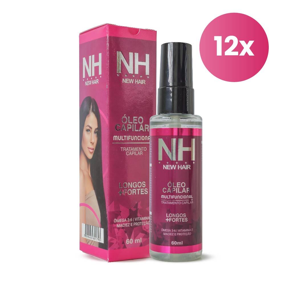 Kit 12 Óleo Multifuncional 60ml Tratamento Capilar Fios mais Longos e Fortes New Hair Belkit em Oferta na Shopee