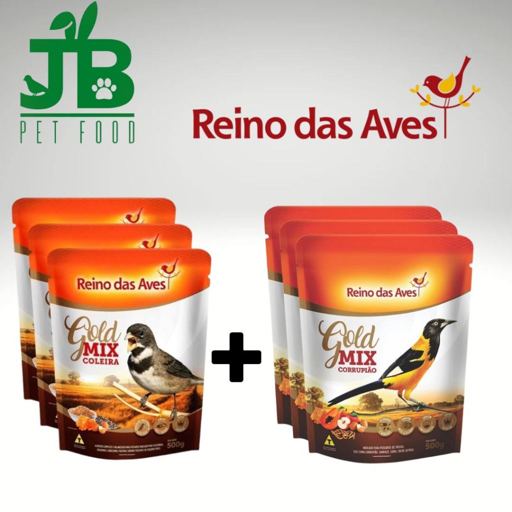 Kit 3Un Curió Gold mix 500gr + 3Un Corrupião Gold Mix 500gr- Reino das aves