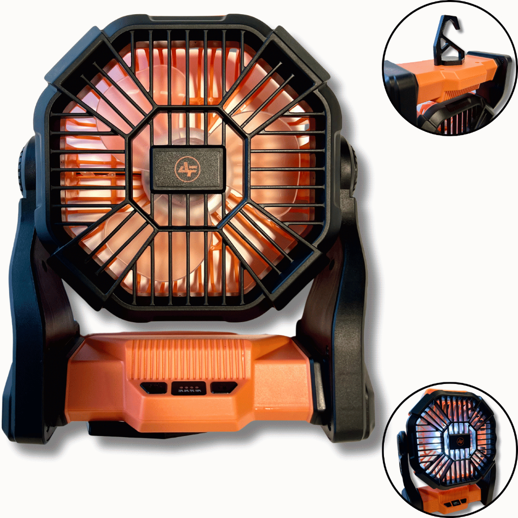 Ventilador Portátil Para Acampamento Recarregável Com Led Ajuste 270° Para Mesa Para Camping