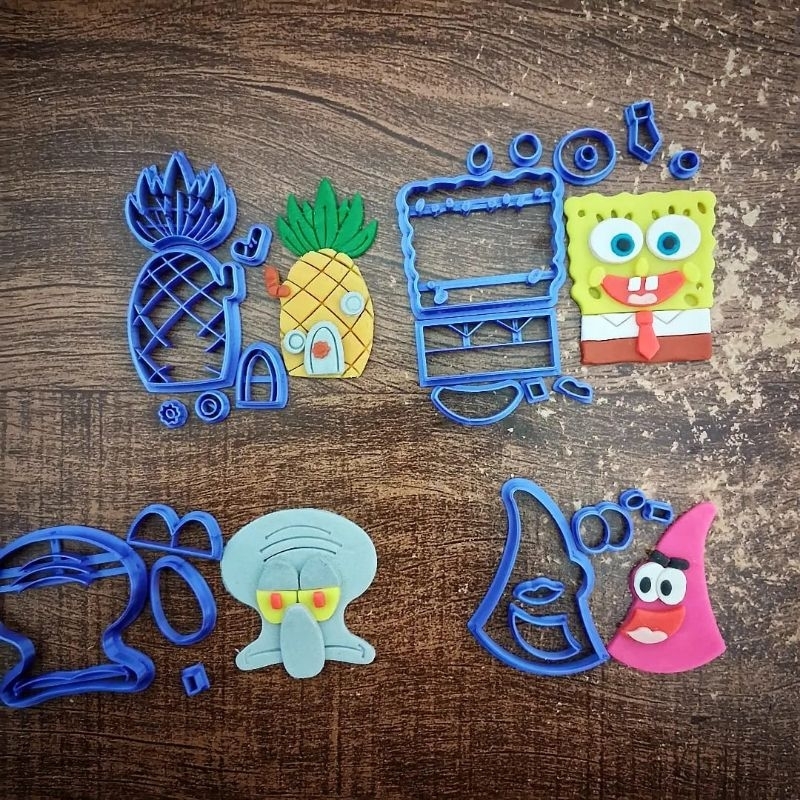 Cortado kit Bob esponja, cupcakes,biscuit,pirulitos,pasta americana