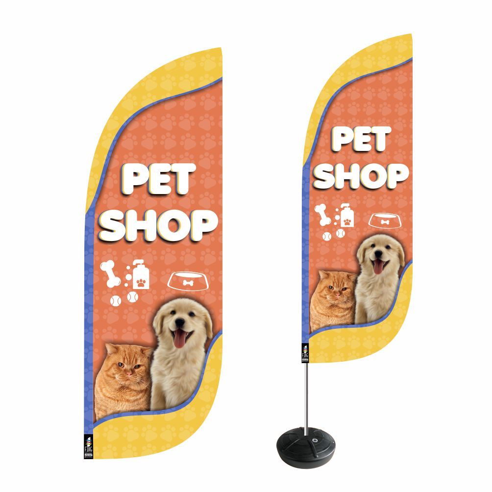Wind Banner Pet Shop Completo 2,7m D.Face Qualidade Premium ENVIO EM 24H