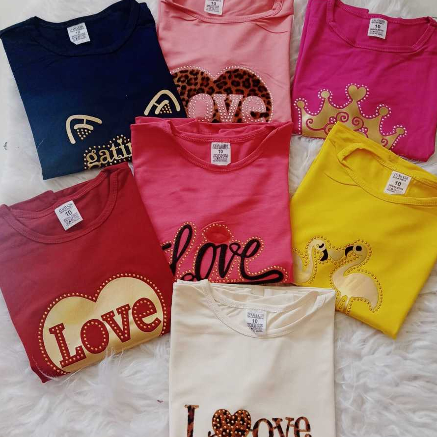 Blusa Baby Look Infantil Menina Feminino 4 a 14 Dia Dia Confortavél Tecido Viscolycra Envio Sortido