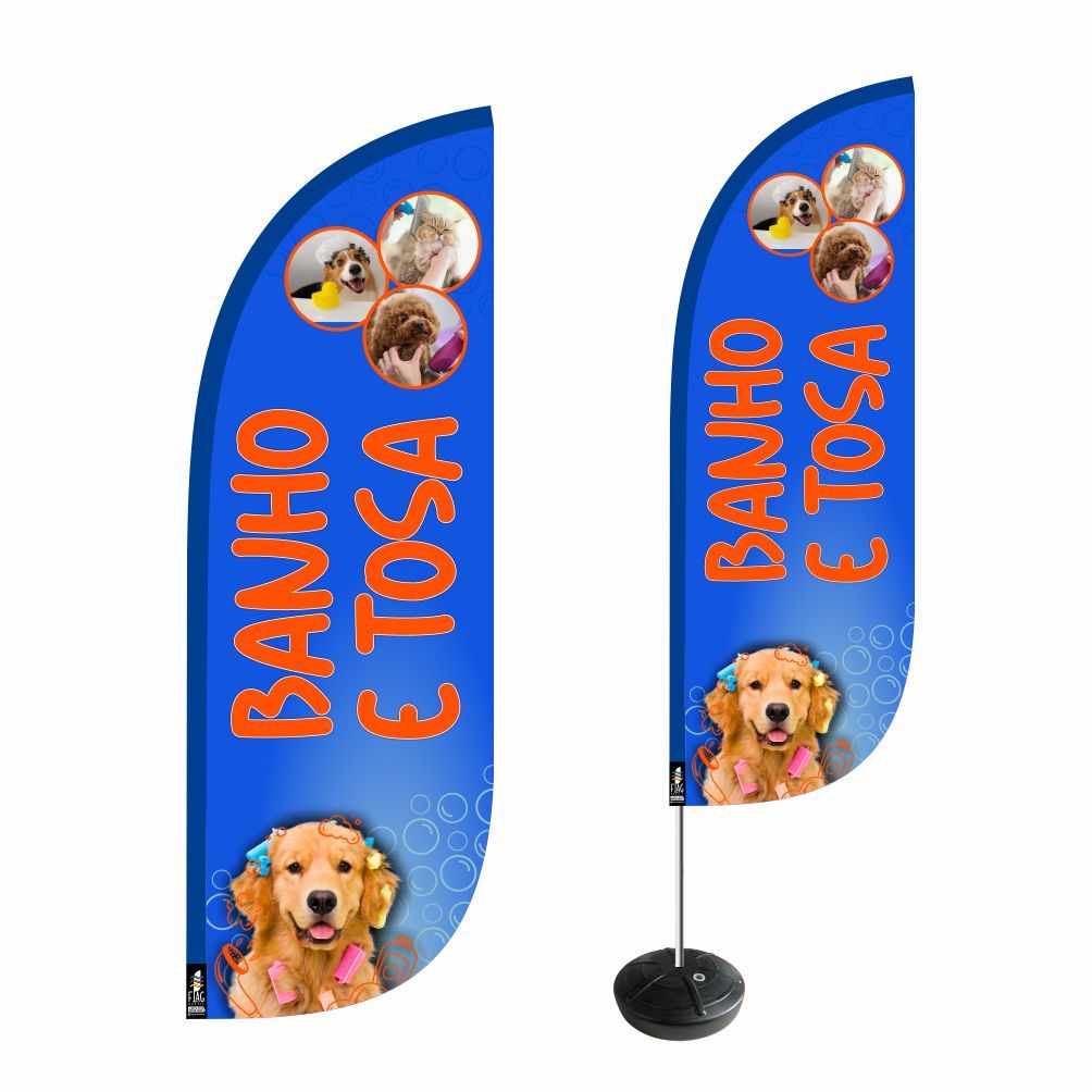 Wind Banner Pet Shop Kit Completo Dupla Face 2,7m Fly Flag ENVIO EM 24H